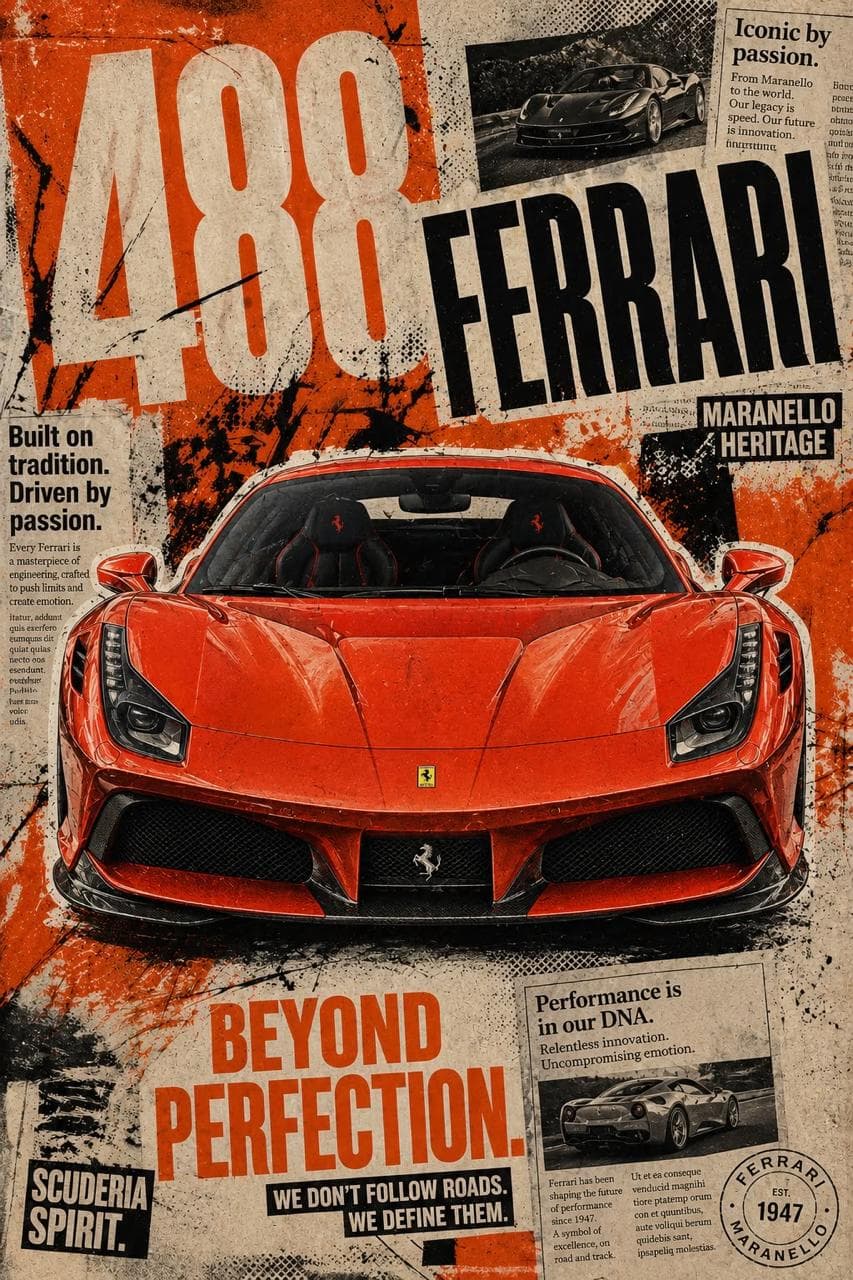 FERRARI 488 poster artwork